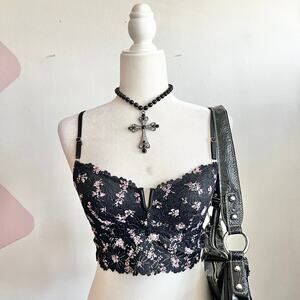 Victorias Secret PINK Lace Bralette Y2K 2000s Soft Girl Lingerie Medium